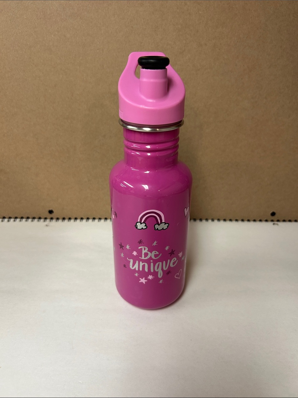 Pink 'Be Unique' Kids Stainless Steel Water Bottle - Pink